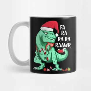 Funny Holiday T-Rex in Santa Hat FA RA RAWR Christmas Gift Mug